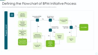 Implementing BPM Techniques Defining The Flowchart Of BPM Initiative Process Slides PDF