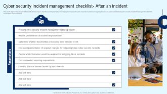 Implementing Cyber Security Incident Cyber Security Incident Checklist After An Incident Infographics PDF