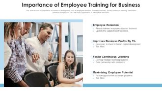 Importance Of Employee Training For Business Ppt PowerPoint Presentation File Model PDF