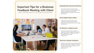 Important Tips For A Business Feedback Meeting With Client Ppt PowerPoint Presentation Gallery Deck PDF