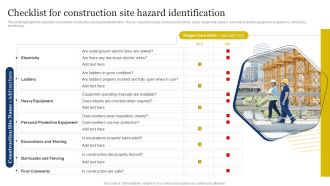 Improvement Of Safety Performance At Construction Site Checklist For Construction Site Guidelines PDF