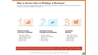 Improving Restaurant Operations Ways To Increase Sales On Weekdays At Restaurant Slides PDF