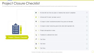 Incident And Issue Management Procedure Project Closure Checklist Ppt Inspiration Infographic Template PDF