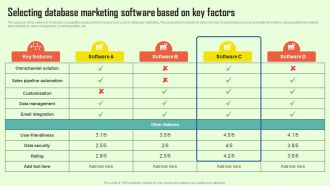 Increasing Consumer Engagement With Database Selecting Database Marketing Software Slides PDF
