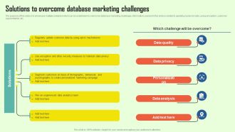 Increasing Consumer Engagement With Database Solutions To Overcome Database Marketing Template PDF