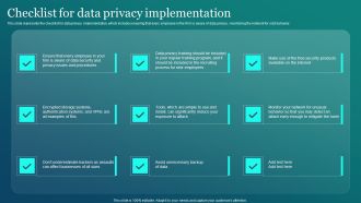 Information Security Checklist For Data Privacy Implementation Elements PDF