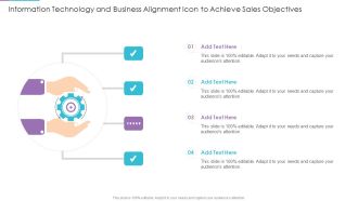 Information Technology And Business Alignment Icon To Achieve Sales Objectives Portrait PDF