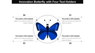 Innovation Butterfly With Four Text Holders Ppt PowerPoint Presentation Icon Grid PDF