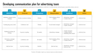 Innovative Marketing Strategy Developing Communication Plan For Advertising Team Microsoft PDF