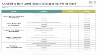 Instructions For Brand Performance Management Team Checklist To Track Visual Identity Building Infographics PDF