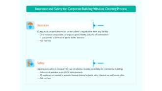 Insurance And Safety For Corporate Building Window Cleaning Process Ppt Outline Inspiration PDF