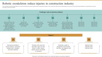 Integrating Robotic Exoskeleton Robotic Exoskeleton Reduce Injuries In Construction Summary PDF