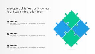 Interoperability Vector Showing Four Puzzle Integration Icon Ppt PowerPoint Presentation File Layouts PDF