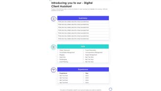 Introducing You To Our Digital Client Assistant One Pager Sample Example Document