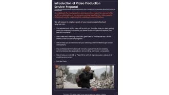 Introduction Of Video Production Service Proposal One Pager Sample Example Document