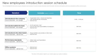Introduction To Employee Onboarding And Induction Training New Employees Introduction Session Schedule Clipart PDF