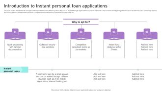 Introduction To Instant Personal Loan Applications Ppt Pictures Shapes PDF