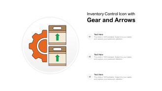 Inventory Control Icon With Gear And Arrows Ppt PowerPoint Presentation Professional Gallery
