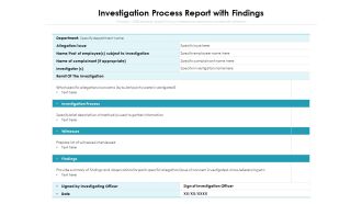 Investigation Process Report With Findings Ppt PowerPoint Presentation File Pictures PDF