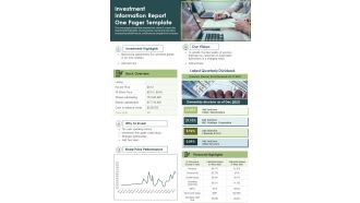 Investment Information Report One Pager Template PDF Document PPT Template