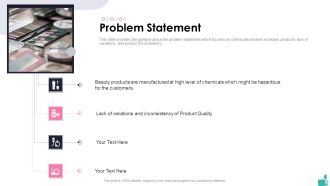 Investor Funding Elevator Pitch Deck For Beauty Merchandise Problem Statement Ppt Inspiration Format PDF