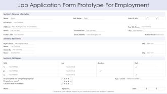 Job Application Form Prototype For Employment Demonstration PDF