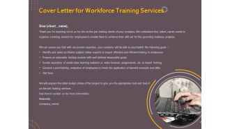 Job Driven Training Cover Letter For Workforce Training Services Ppt Layouts Mockup PDF