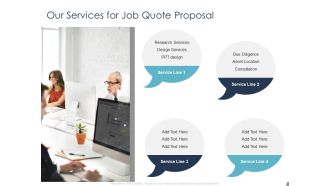 Job Estimate Our Services For Job Quote Proposal Ppt Outline Example File PDF