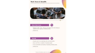 Job Vacancy Proposal Work Hours And Benefits One Pager Sample Example Document