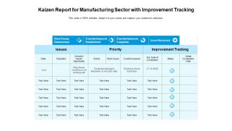 Kaizen Report For Manufacturing Sector With Improvement Tracking Ppt PowerPoint Presentation Summary Slideshow PDF
