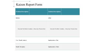 Kaizen Report Form Ppt PowerPoint Presentation Styles Samples