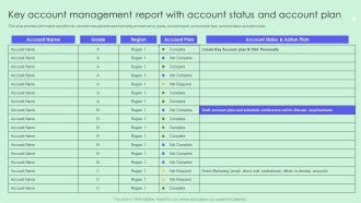 Key Account Management Report With Account Status And Account Plan Sample PDF