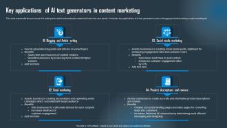 Key Applications Of AI Text Generators In Content Marketing Introduction PDF