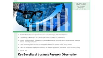 Key Benefits Of Business Research Observation Ppt PowerPoint Presentation Gallery Example File PDF