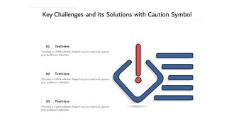 Key Challenges And Its Solutions With Caution Symbol Ppt PowerPoint Presentation Gallery Diagrams PDF