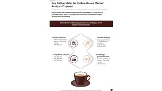 Key Deliverables For Coffee House Market Analysis Proposal One Pager Sample Example Document
