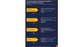 Key Deliverables For Statistical Evaluation Of Research Discovery Proposal One Pager Sample Example Document