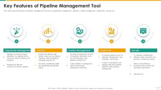 Key Features Of Pipeline Management Tool Demonstration PDF