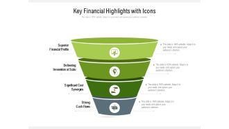 Key Financial Highlights With Icons Ppt PowerPoint Presentation Gallery Example PDF