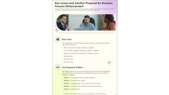 Key Issues And Solution Proposal For Business Process Enhancement One Pager Sample Example Document