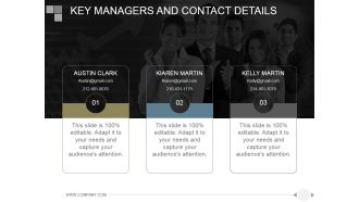 Key Managers And Contact Details Ppt PowerPoint Presentation Slide Download