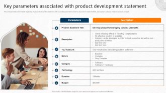 Key Parameters Associated With Product Development Statement Techniques For Crafting Killer Rules PDF