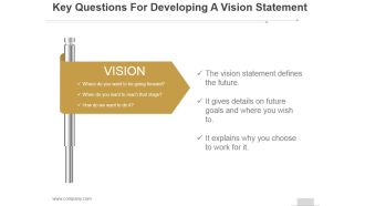 Key Questions For Developing A Vision Statement Ppt PowerPoint Presentation Files