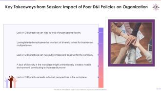 Key Takeaways From Session On Lack Of Diversity And Inclusion Practices Training Ppt