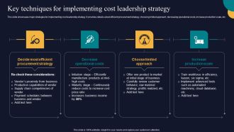 Key Techniques For Implementing Cost Leadership Strategy Tactics To Gain Sustainable Competitive Edge Designs PDF
