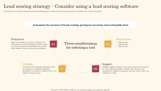 Lead Scoring Strategy Consider Using A Lead Scoring Software Improving Lead Generation Process Information PDF