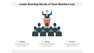 Leader Boosting Morale Of Team Members Icon Ppt PowerPoint Presentation Outline Visuals PDF