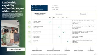Leadership Capability Evaluation Report With Comments Ppt PowerPoint Presentation Styles Information PDF