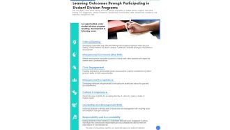 Learning Outcomes Through Participating In Student Division Programs One Pager Documents