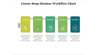 Linear Steps Busines Workflow Chart Ppt PowerPoint Presentation File Designs PDF